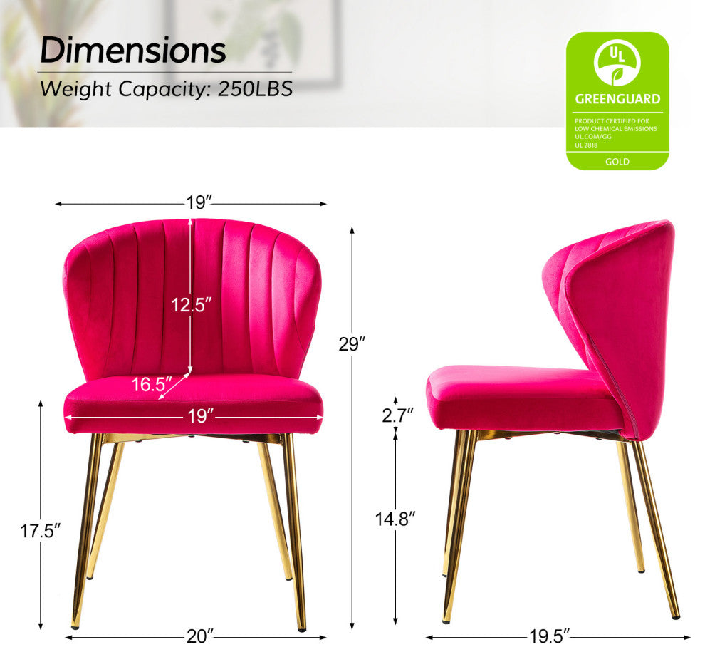 Luna Contemporary Side Chair With Tufted Back, Fuchsia
