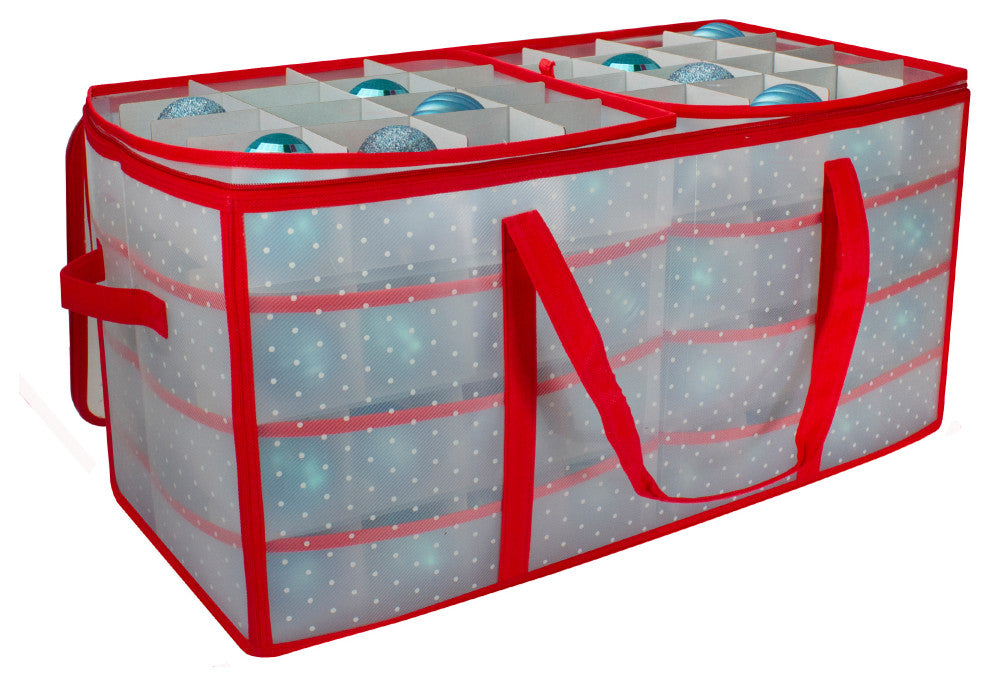 26.25" Transparent Zip Up Christmas Storage Box, Holds 128 Ornaments