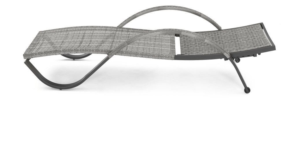 Cannes 2 Piece Aluminum Outdoor Patio Chaise Lounge Chairs, Navy Blue