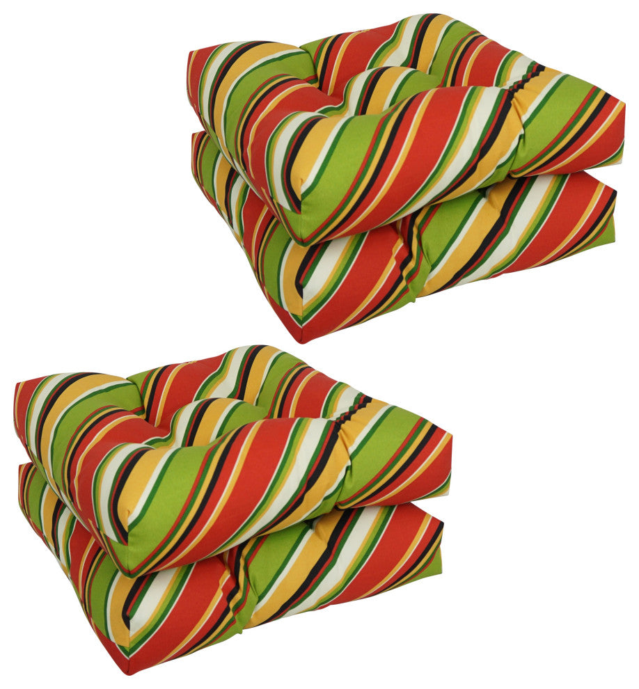 19" Squared Outdoor Tufted Dining Chair Cushions, Set of 4, Browning Garden