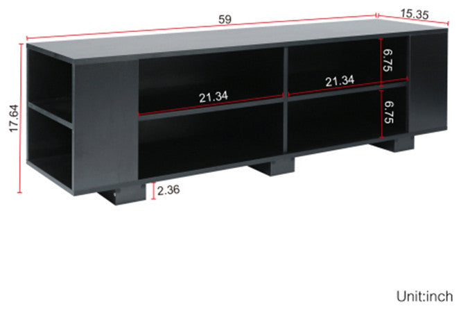 65 inch TV stand Modern Entertainment Center with 8 Open Shelves black