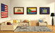 Comoros Country Textured Flag Print With Brown Gold Frame, 15"X21"