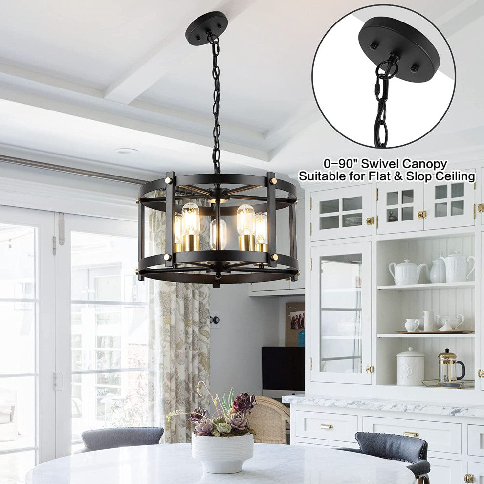 5 Light Farmhouse Chandelier Industrial Hanging Pendant Light Fixture