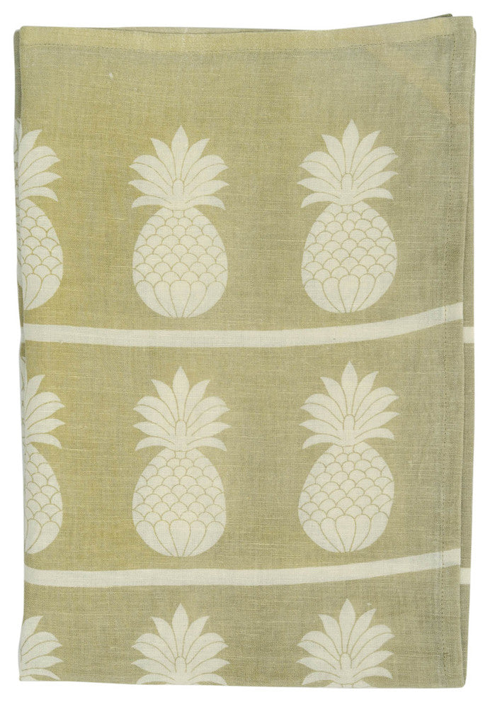 Pineapple Tea Towel, Set of 4, 20"x30", Stone Natural