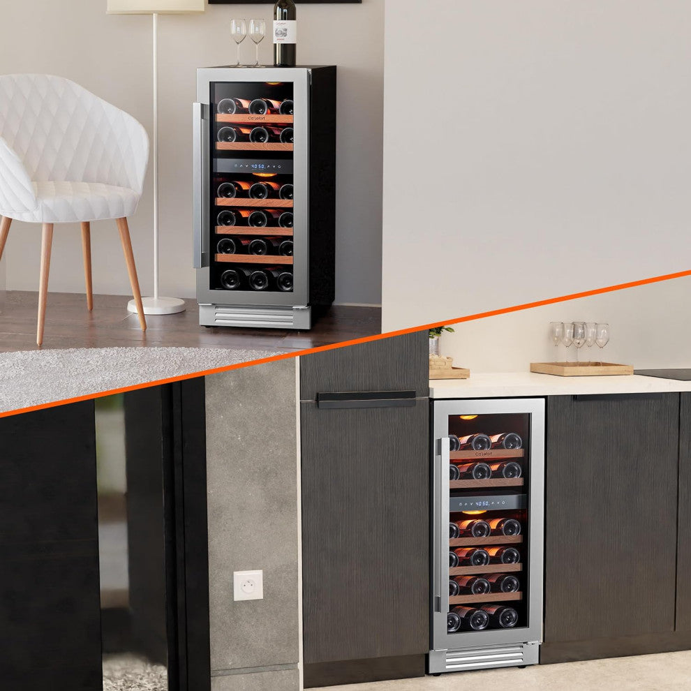 Ca''Lefort 33 Bottles Built-In 15" Wine Fridge Dual Zone Refrigerator