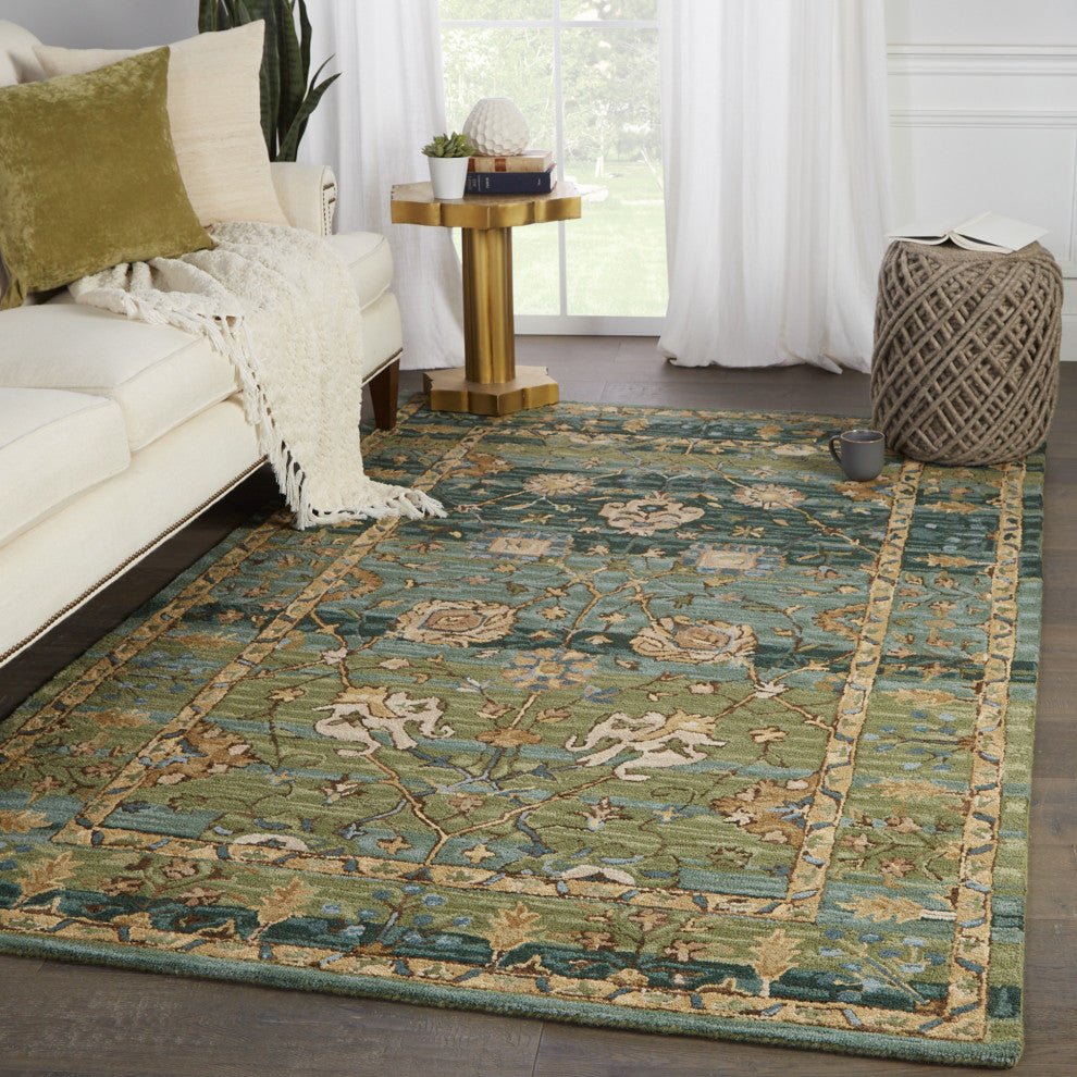 Vibe by Jaipur Living Ahava Handmade Oriental Green Rug, 5'x8'