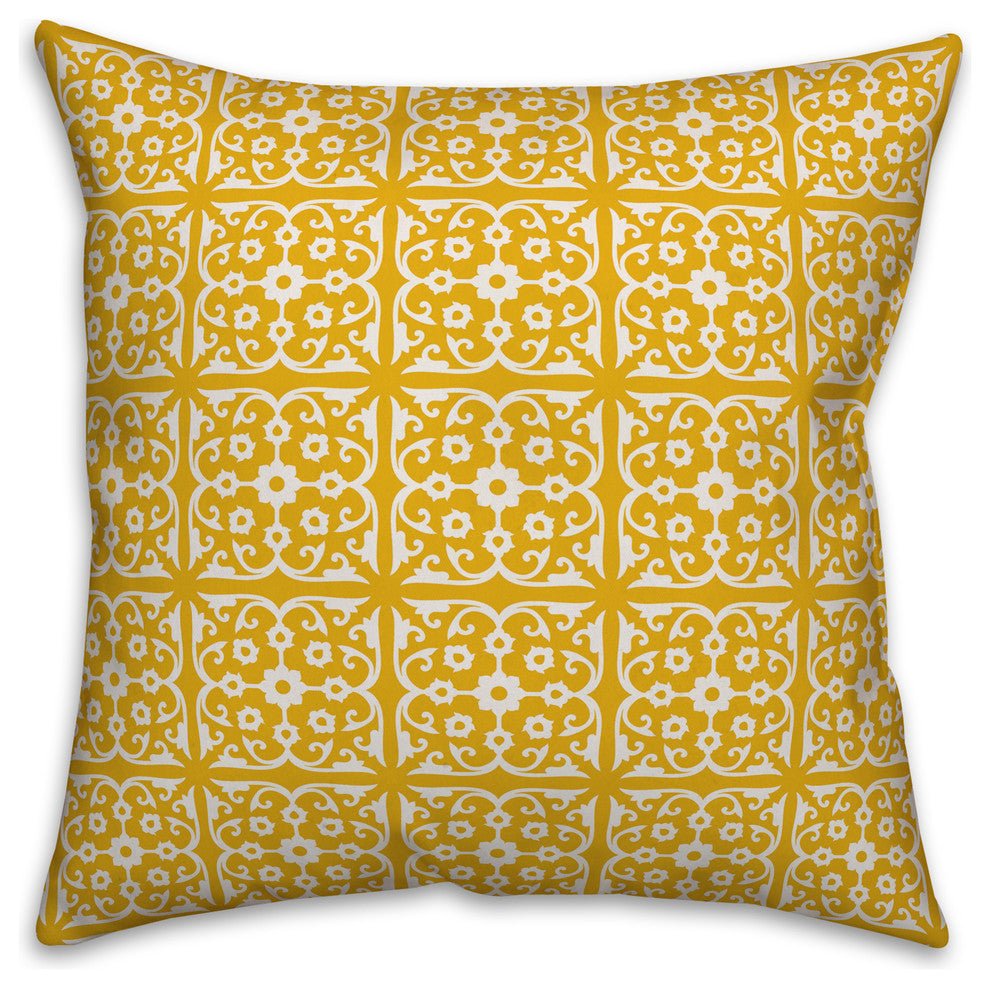 Yellow Tile 18x18 Throw Pillow