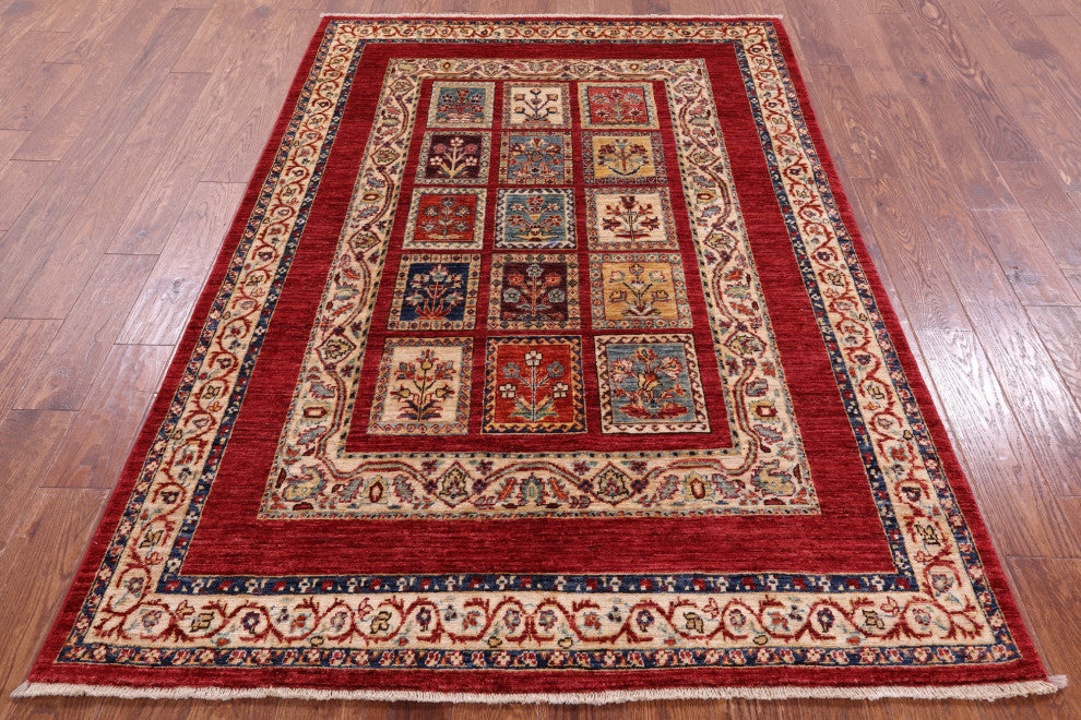 4' 10" X 7' 2" Persian Garden Design Hand-Knotted Wool Rug Q10666