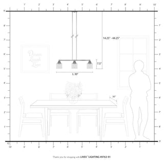 Aragon 3 Light Brushed Nickel Linear Chandelier