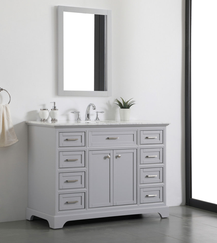 Amber Single Bathroom Vanity, Blue, Light Grey, 48"