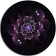 Glowing Light Purple Fractal Flower On Black, Disc Metal Wall Art, 23"