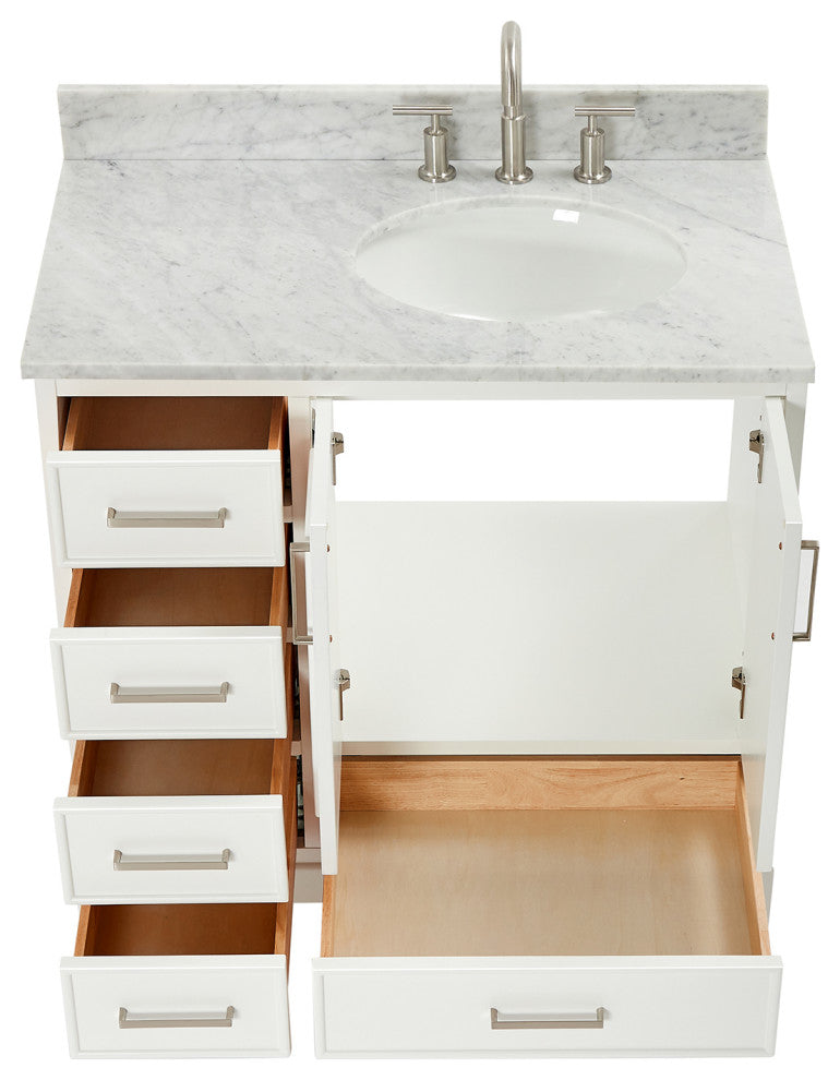 Ariel Stafford 37" Single Right Offset Oval Sink Bathroom Vanity