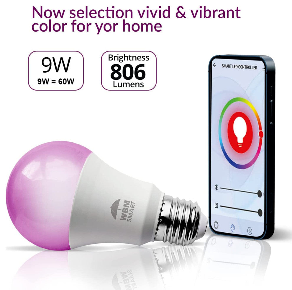 WBM Smart Wi-Fi LED Light Bulb, 4 Pack