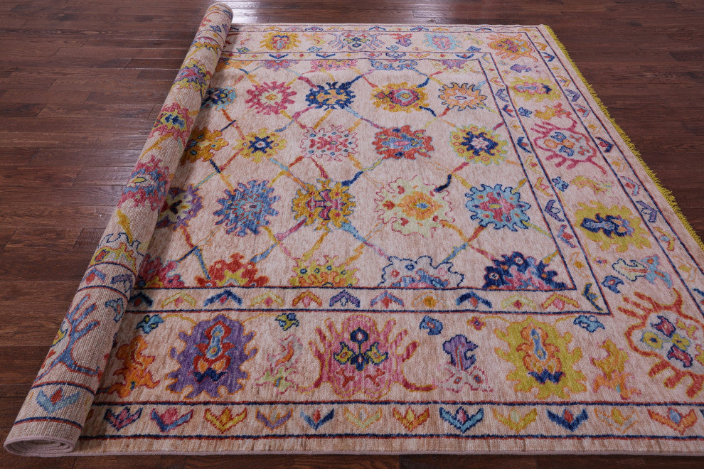 Hand Knotted Turkish Oushak Wool Rug 8' 11" X 11' 5" - Q14824