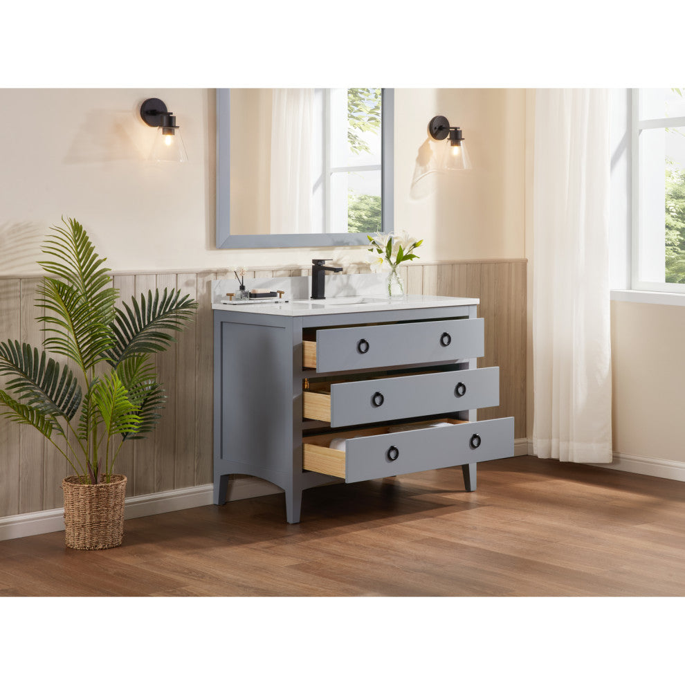 Legion Furniture WS2518 Series Bathroom Sink Vanity, Cadet, 42", Artificial Stone Top, Single Sink