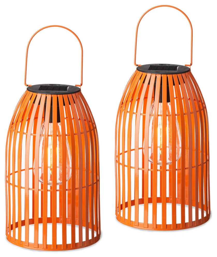 Metal Woven Solar Powered Hanging Lantern, 2-Piece Set