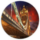 Famous Tower Bridge At Night, Modern Cityscape Round Wall Art, 38"