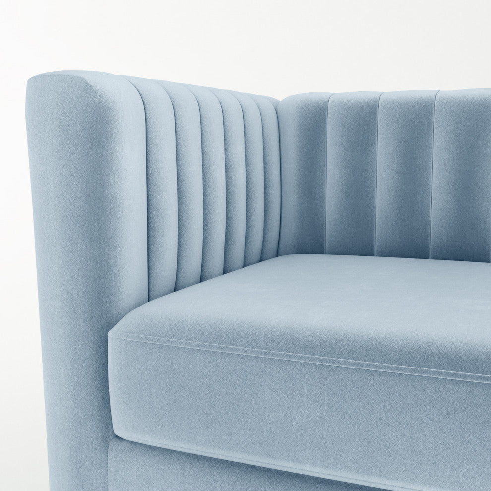 81.5" Empire Sofa- Square Tuxedo Arm Velvet Upholstery