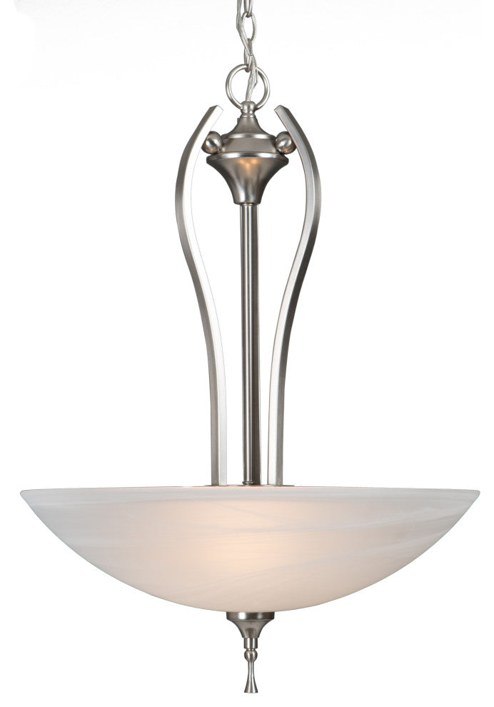 3-Lights Pendant Lighting, Satin Nickel Finish
