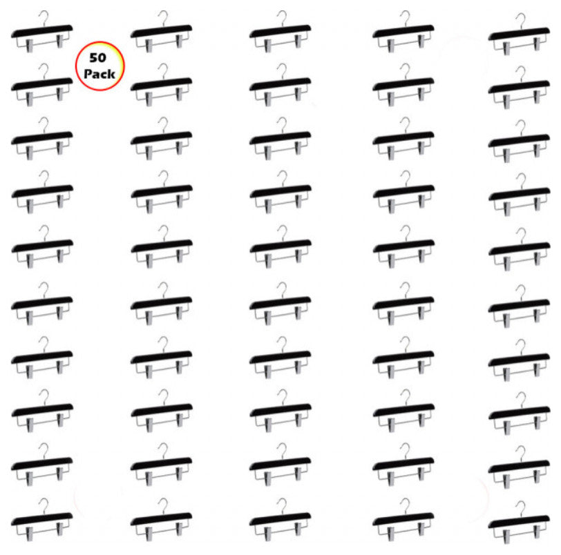 Abs Plastic Trouser Skirt Hangers, Perfect for Skirts, Pants, Slacks, Jeans, Black, 50-Pack