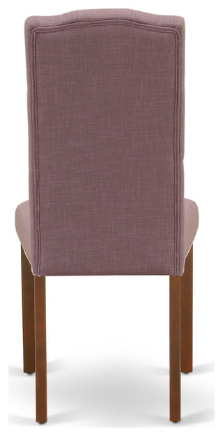 3Pc Dinette Set, Rounded Table, Two Parson Chairs, Dahlia Fabric, Mahogany