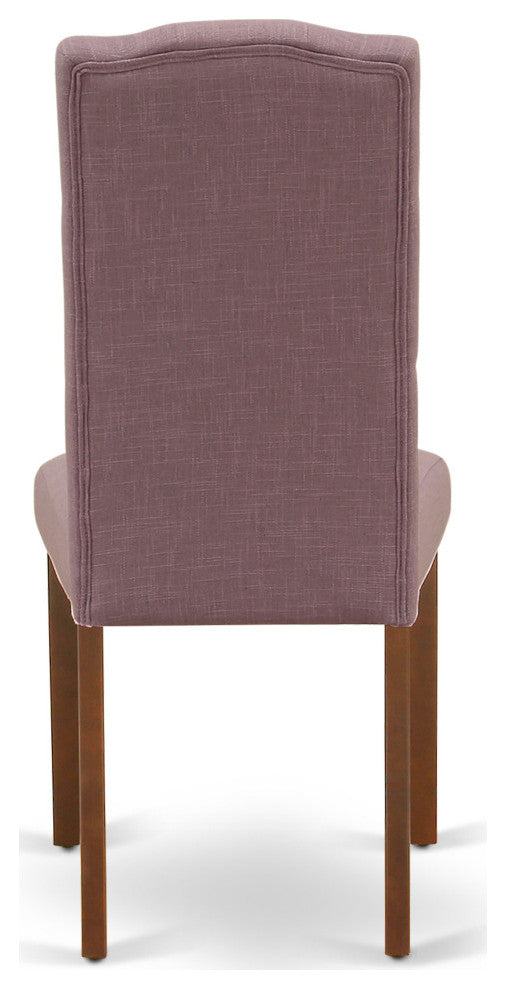 3Pc Dinette Set, Rounded Table, Two Parson Chairs, Dahlia Fabric, Mahogany