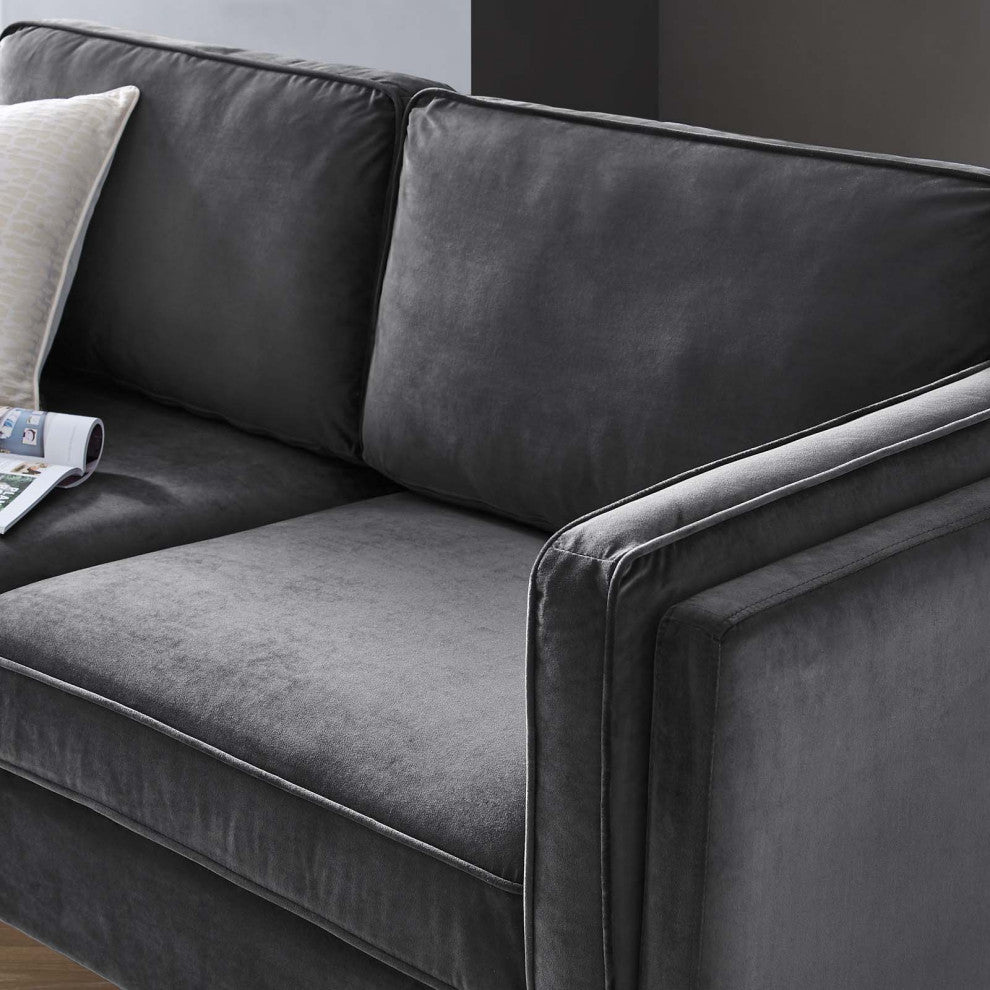 Kaiya Performance Velvet Sofa-Charcoal