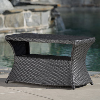 GDF Studio Banta Outdoor Wicker Side Table, Gray