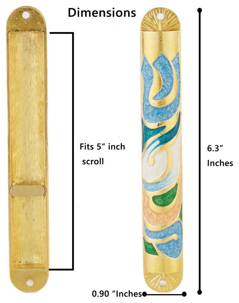 Matashi Gold Hand Painted Enamel 6'' Mezuzah