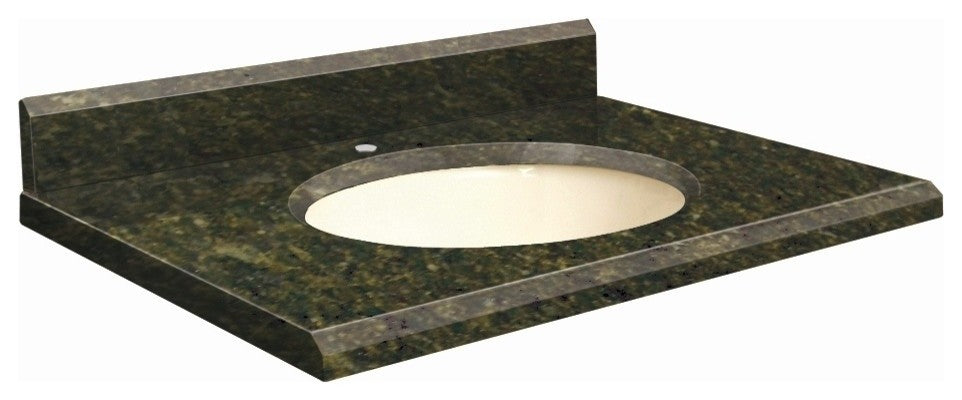 Granite 43"x22" Vanity Top, Single Faucet Hole, Uba Verde, Biscuit Bowl