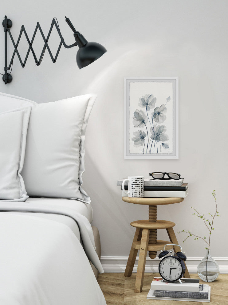 "White Poppies Bloom" Framed Painting Print