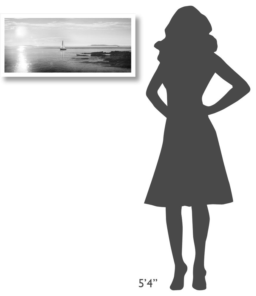 "Evening Sail Black and White" Digital Paper Print by Sue Schlabach, 32"x15"