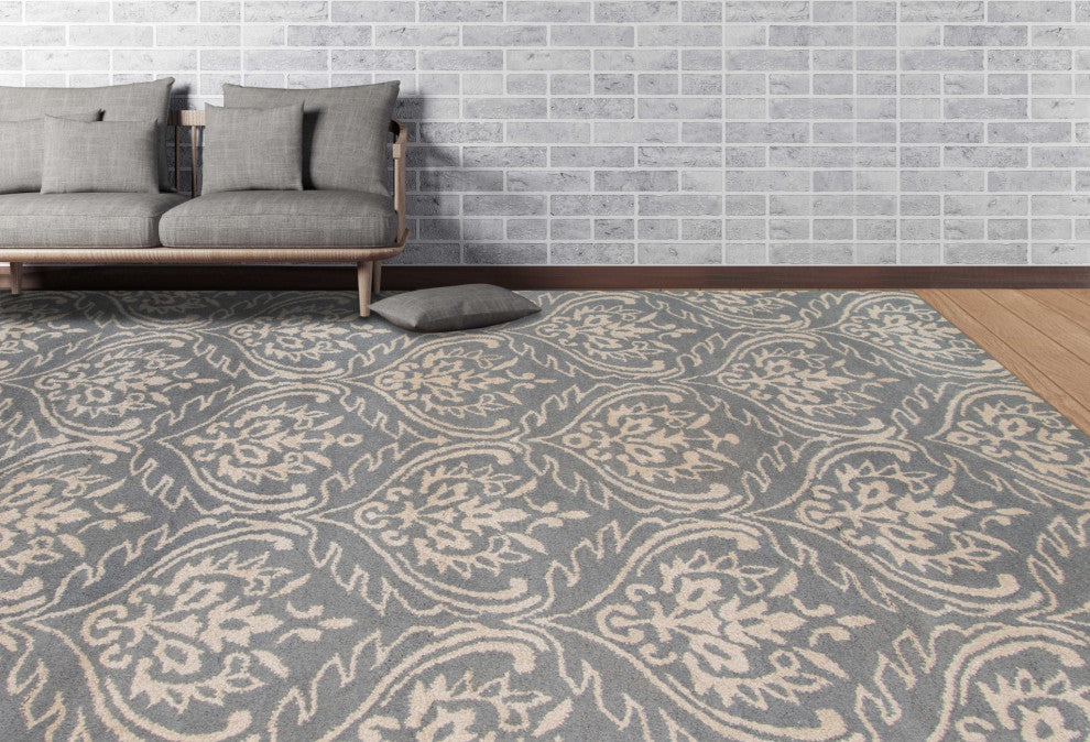 5" X8" X 0.5" Gray Wool Area Rug