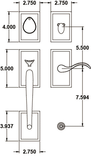 Rockwell Premium Solid Brass Entry Door Savoy Handleset, Brushed Nickel