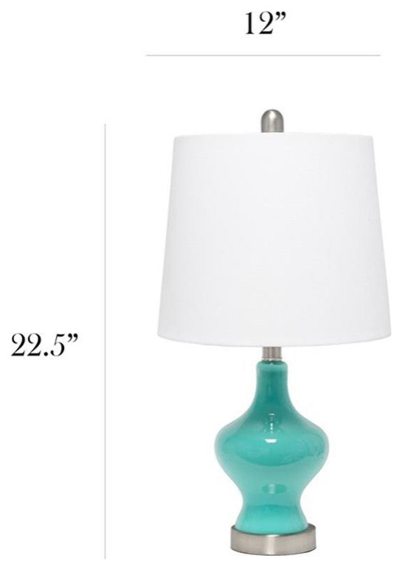 Elegant Designs Glass Gourd Shaped Table Lamp, Teal