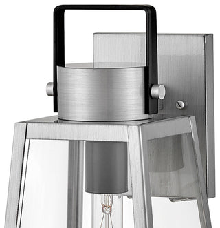 Lark Hugh 15.25" Sm. Outdoor Wall Mount Lantern,Antique Brushed Aluminum + Black
