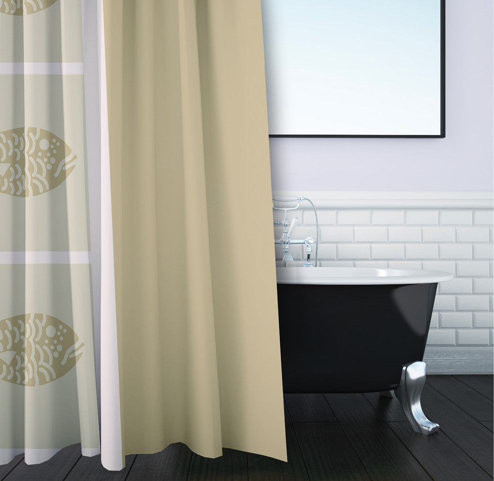 Fish Chips Taupe 70" w x 73" h Shower Curtain