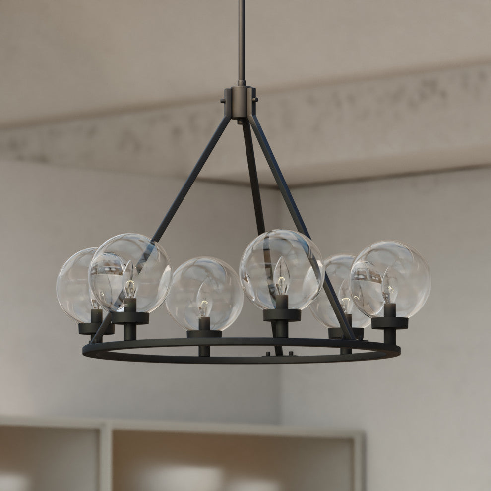 Lander 28" 6 Light Chandelier Matte Black