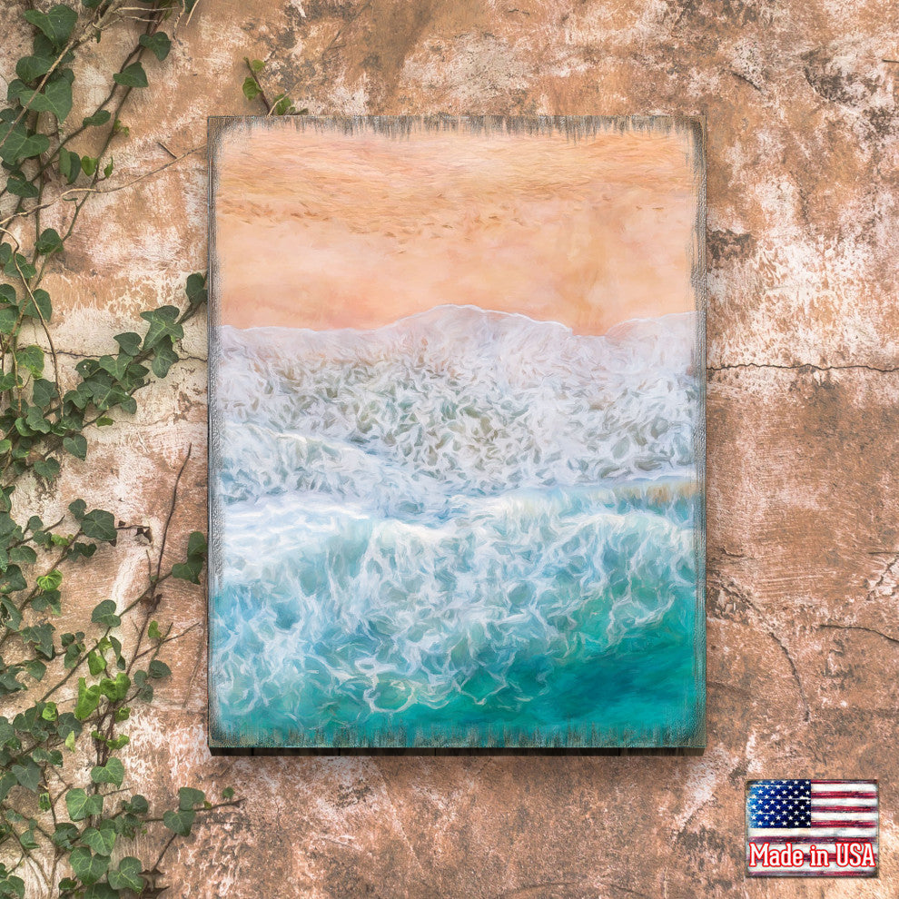 Ocean Shore Art Wooden Wall Art, Oversized 48x36
