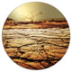 Lonely Tree In Drought Land, African Landscape Disc Metal Wall Art, 36"