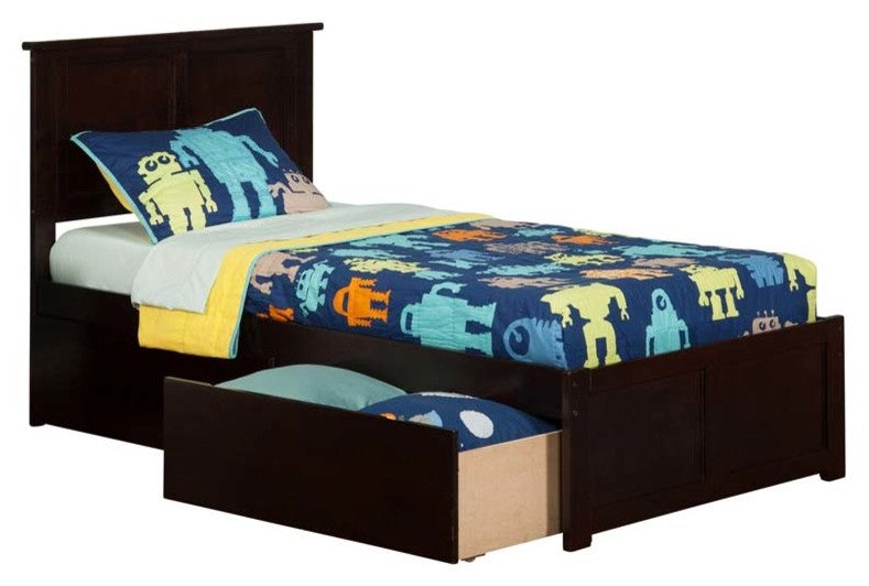 Madison Flat Panel Footboard With 2 Urban Bed Drawers, Espresso, Twin