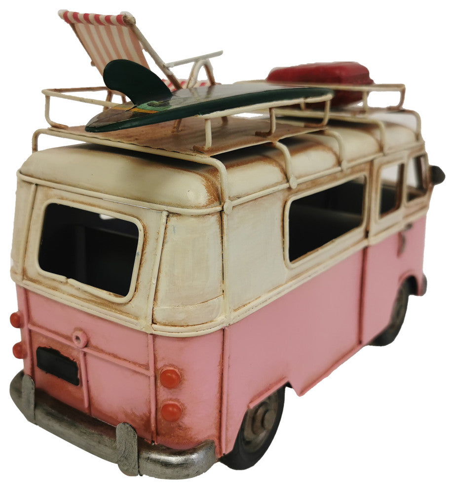 VW Pink Metal Bus Decor