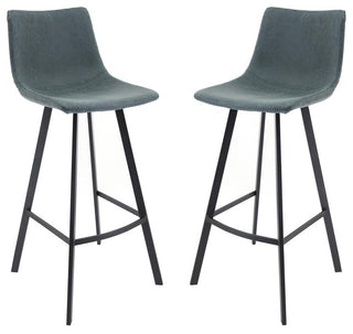 LeisureMod Elland Modern Upholstered Leather Bar Stool With Iron Legs &...