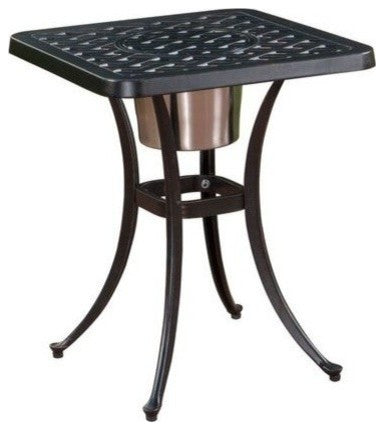 GDF Studio Ariel Outdoor Cast Aluminum Bistro Table with Ice Bucket