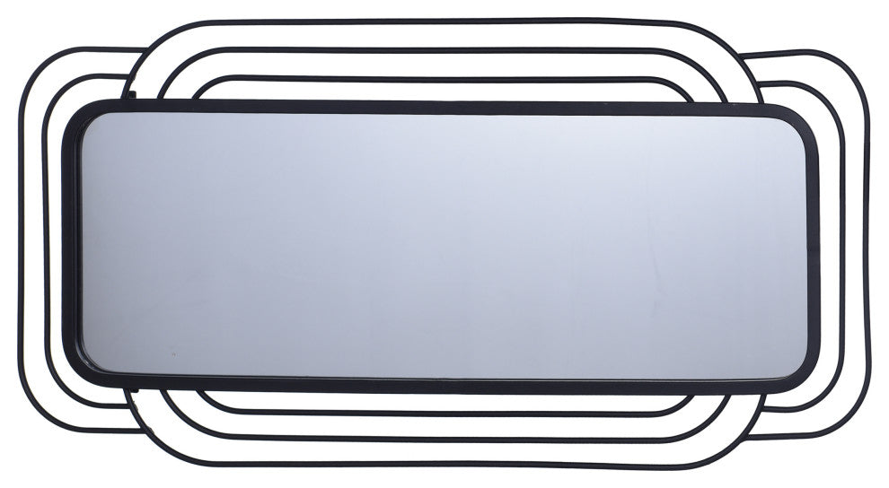 Gemma - Mid-Century Modern Metal Wall Mirror - Matte Black Finish