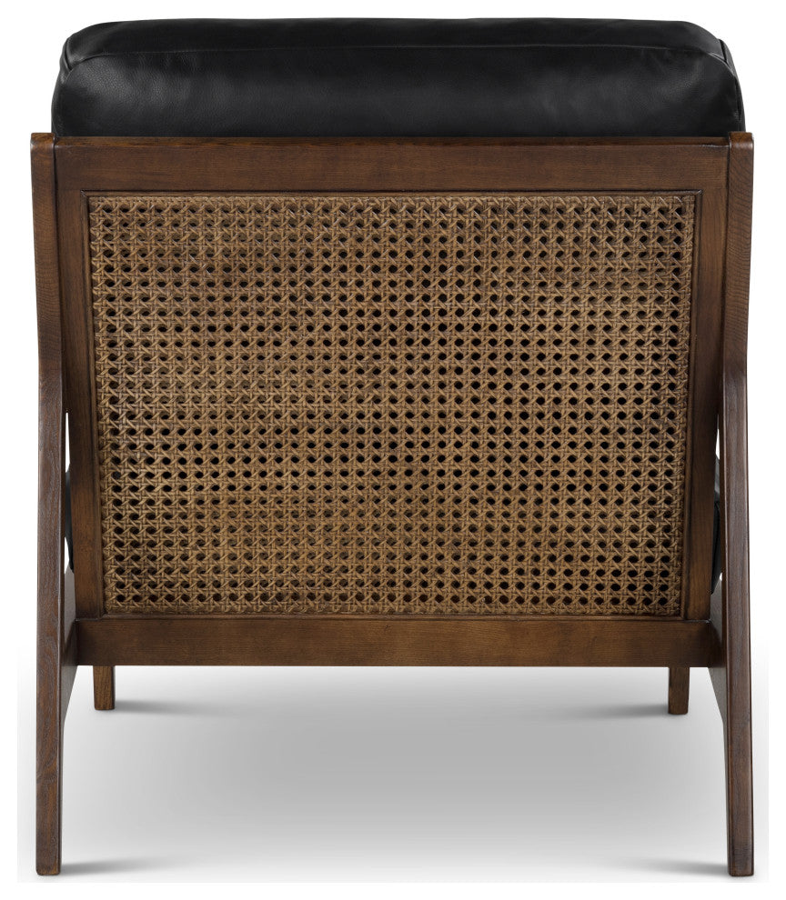 Metro Carmelo Genuine Leather Accent Chair, Walnut/Black Genuine Leather