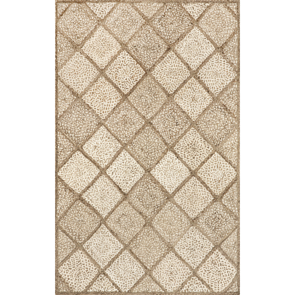 Nuloom Meja Moroccan Lattice Jute Rug, Natural 5' x 8'