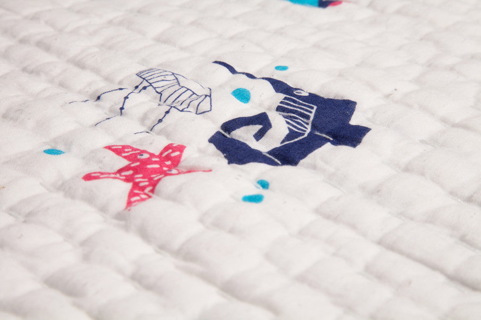 Nursery Works Oceanography Organic Cotton Hand-Quilted Blanket