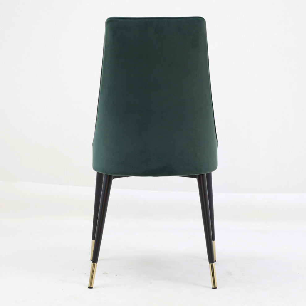 Elite Living Chelsea, Set of 2, Velvet Upholstered Dining Chair, Velvet Green