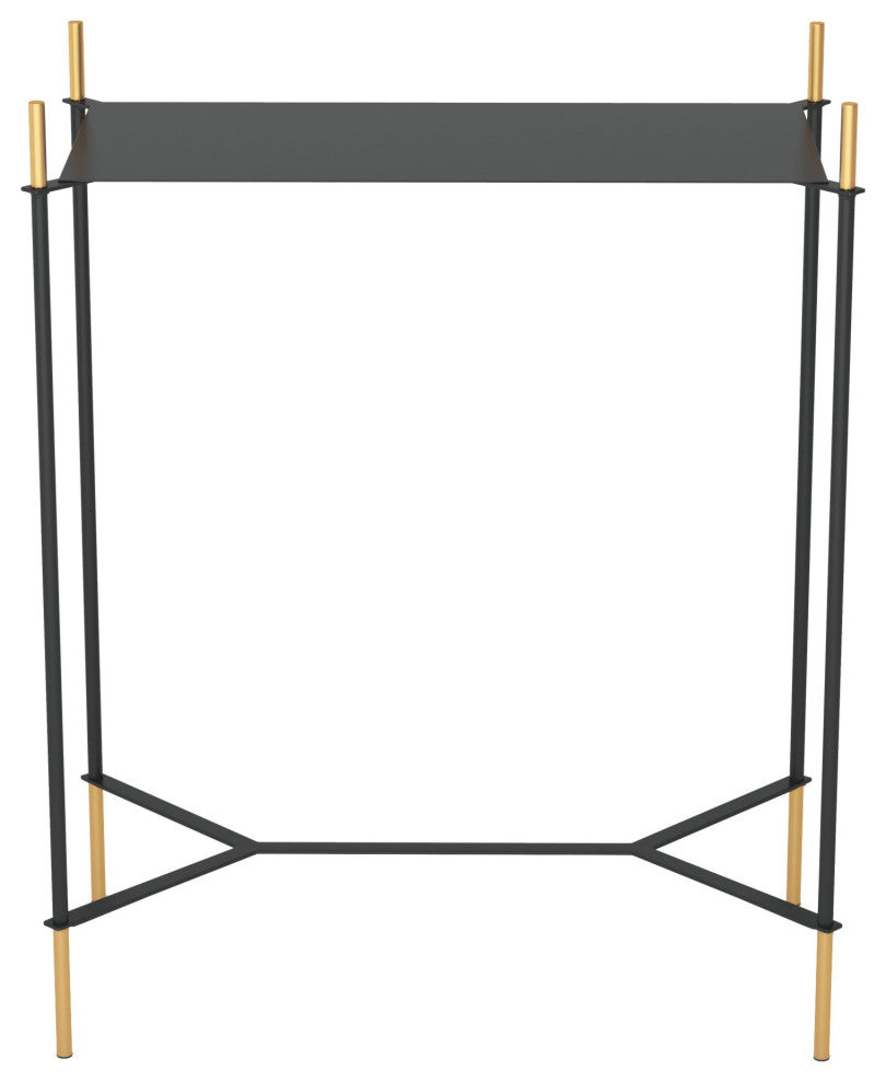 Sofa Side Table, Rectangular, Steel Metal, Black, Gold, Lounge Cafe Hospitality